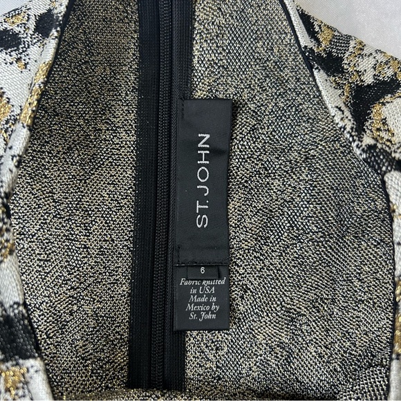 St. John Collection Metallic Pixelated Jacquard Topper Jacket and Dress Set 6 - Picture 5 of 15